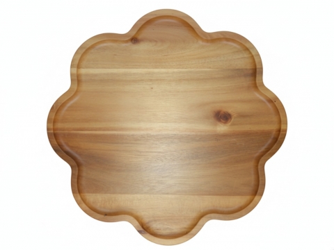 Scallop acacia wooden platter